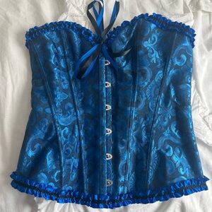 Blue Brocade Corset Top